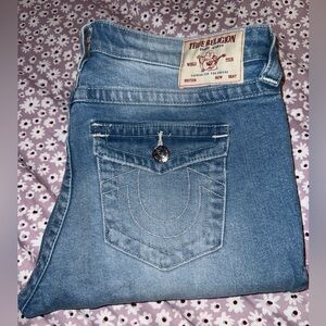 True Religion Mid Rise Straight Light Blue Jeans